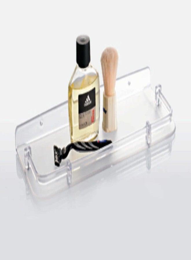 دريزل رف حائط بلاستيكي غير قابل للكسر من DRIZZLE للحمام وديكور المنزل (طول 14 بوصة، شفاف) - Image 2